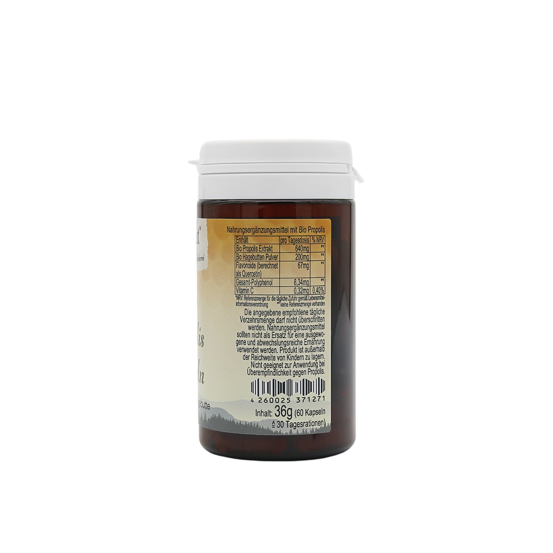 Bio Propolis Kapseln - Angabe Inhaltsstoffe 