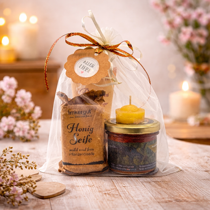 Muttertagsgeschenk "Herzenszeit Damen" | Honig-Wellness & Kerzenschein