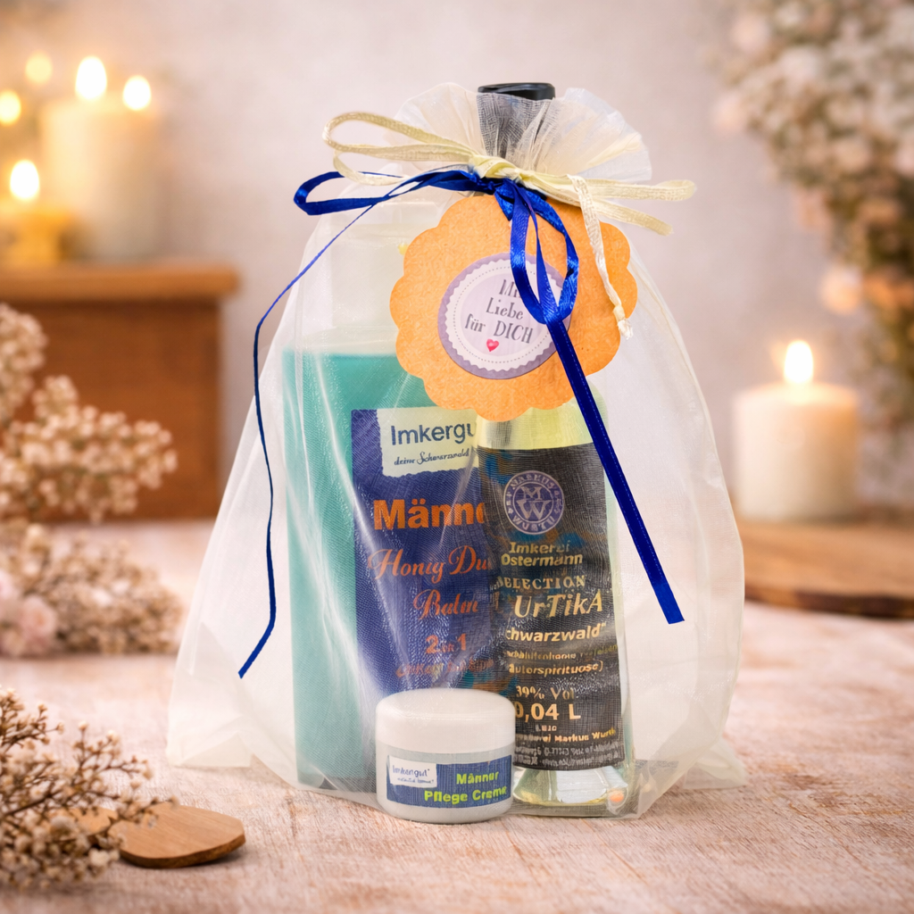 Vatertagsgeschenk "Herzenszeit Herren" | Männerpflege & Kirschblütenhonig-Spirituose