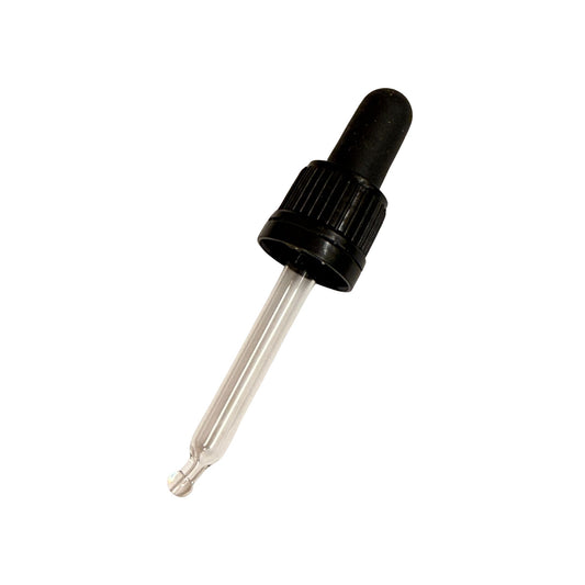 Hochwertige Glaspipette mit schwarzem Saughütchen passend für 50 ml Propolis-Tinkturflaschen.
