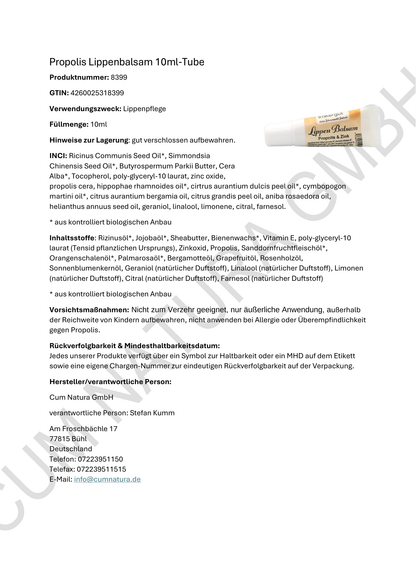 Produktdatenblatt Propolis Lippenbalsam