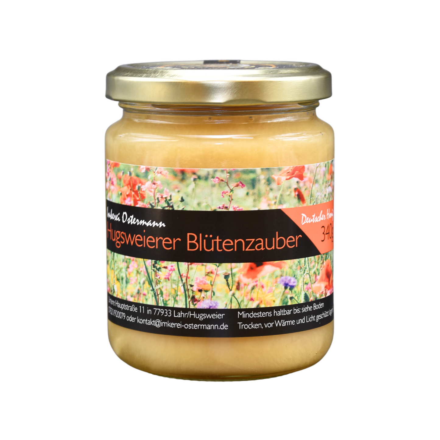 Cremiger Blütenhonig im 340g Glas aus der Region von der Imkerei Ostermann. 