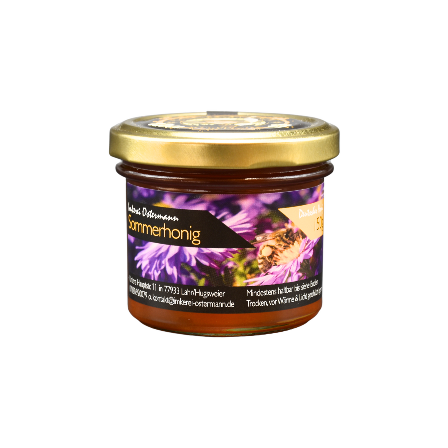 Aromatischer Sommerhonig im 150g Glas aus der Region direkt vom Imker, Imkerei Ostermann.