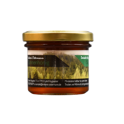 Schwarzwälder Tannenhonig im 150g Glas, eine seltene Spezialität direkt von der Imkerei Ostermann.